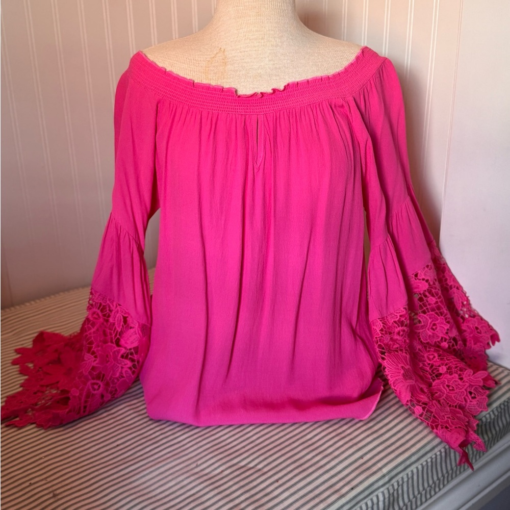 Chic Fuchsia Off-Shoulder Blouse